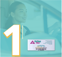 1. Woman driving with FasTrak transponder