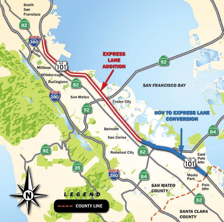 Map of express lane plan