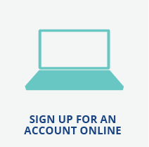 Computer icon with text sign up for an account online