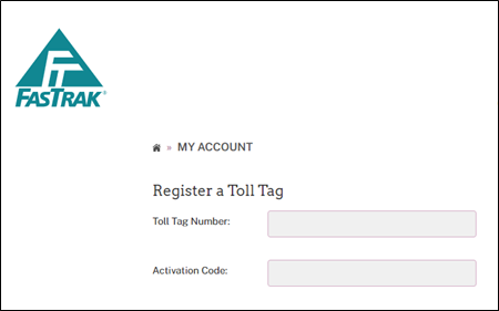 Screenshot of the FasTrak registration site page