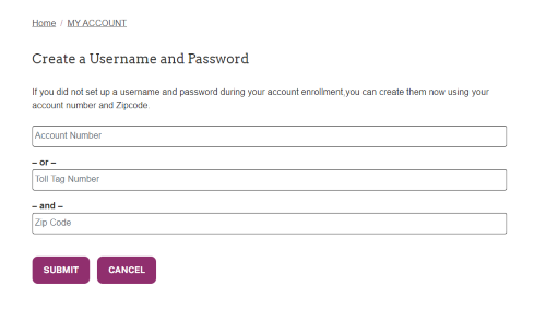 You can create a username and password to manage your account online.